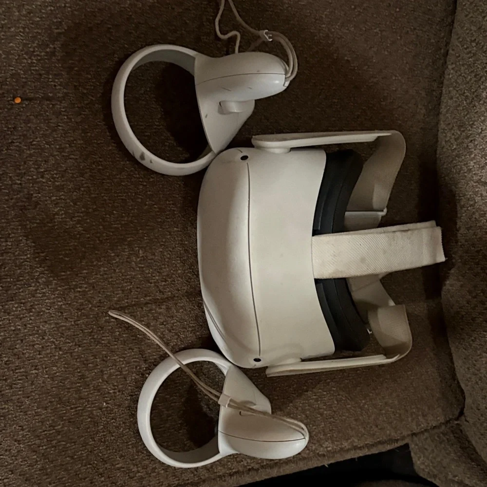 White VR Headset and Controllers